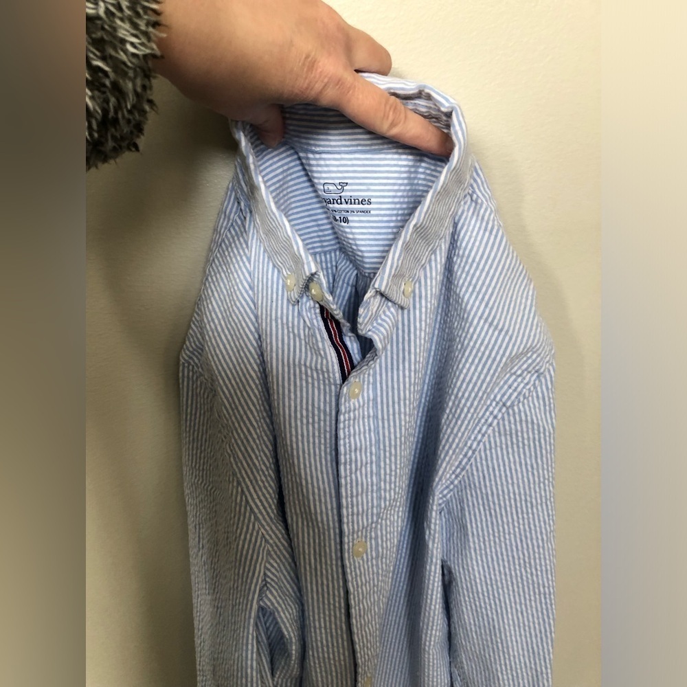 Vineyard Vines Boys S (8-10) Pastel Blue/White Striped Button-Down - EUC! - Picture 10 of 10